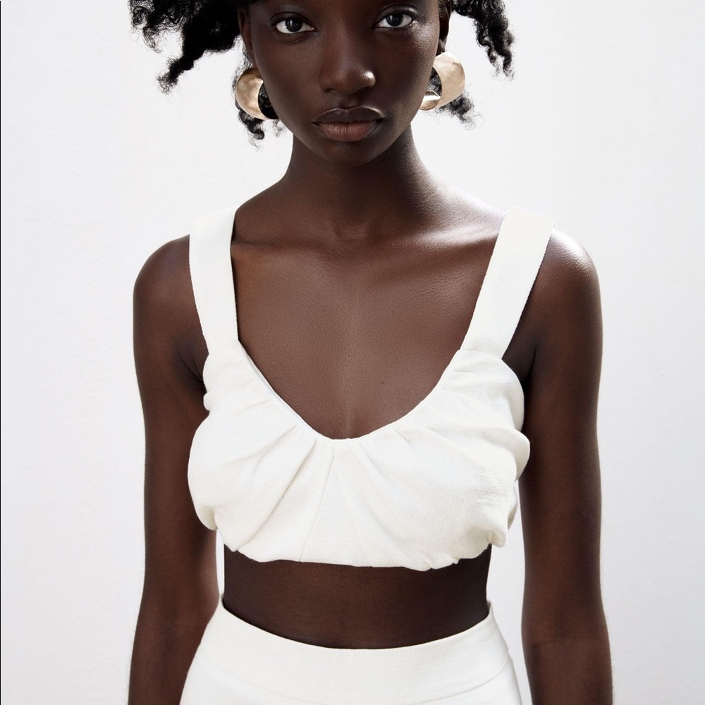 Zara ivory rustic cropped top